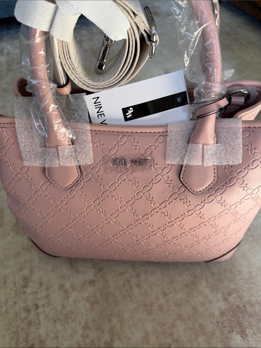 Nine West Blush Pink Embossed Satchel